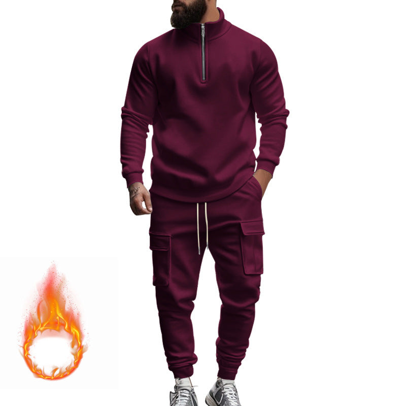 Men's fleece sports set with functional zipper and cargo pants Lune London