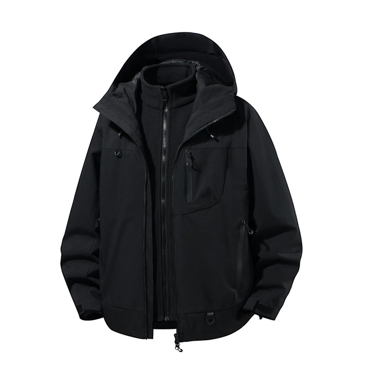 Men's two-piece waterproof softshell parka with removable fleece inner jacket, adjustable hood, and multifunctional pockets Amarae
