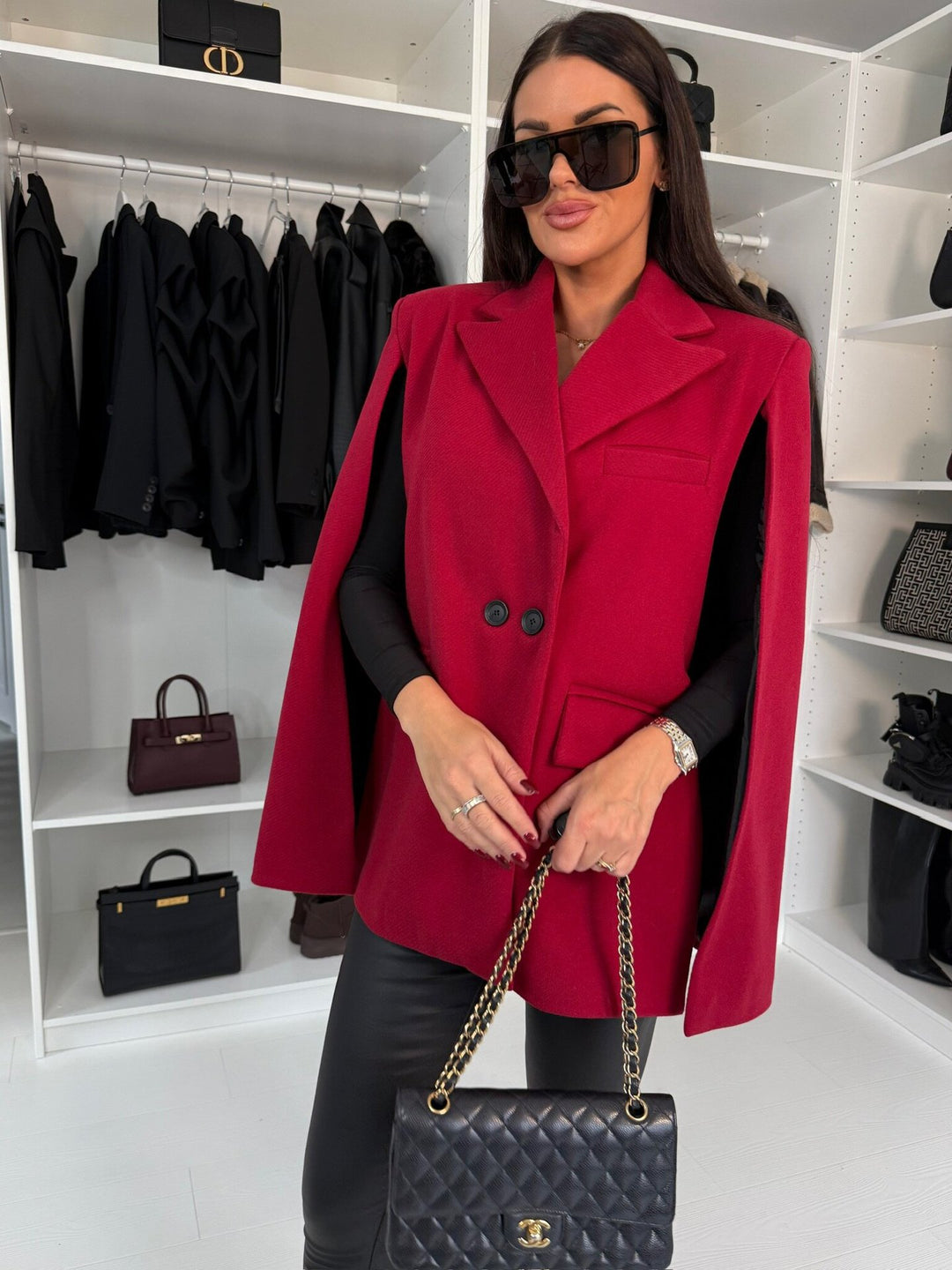 Ladies Elegant Wool Gilet with Hood and Double Breasted Lune London
