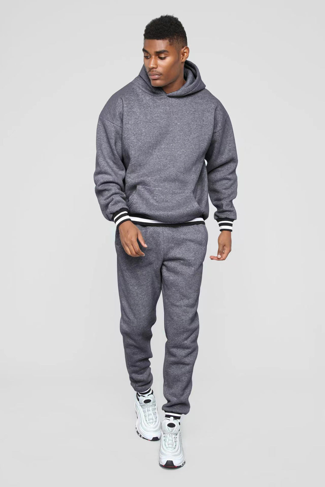 Sporty sweatshirt for men with comfortable jogger pants in chic urban style