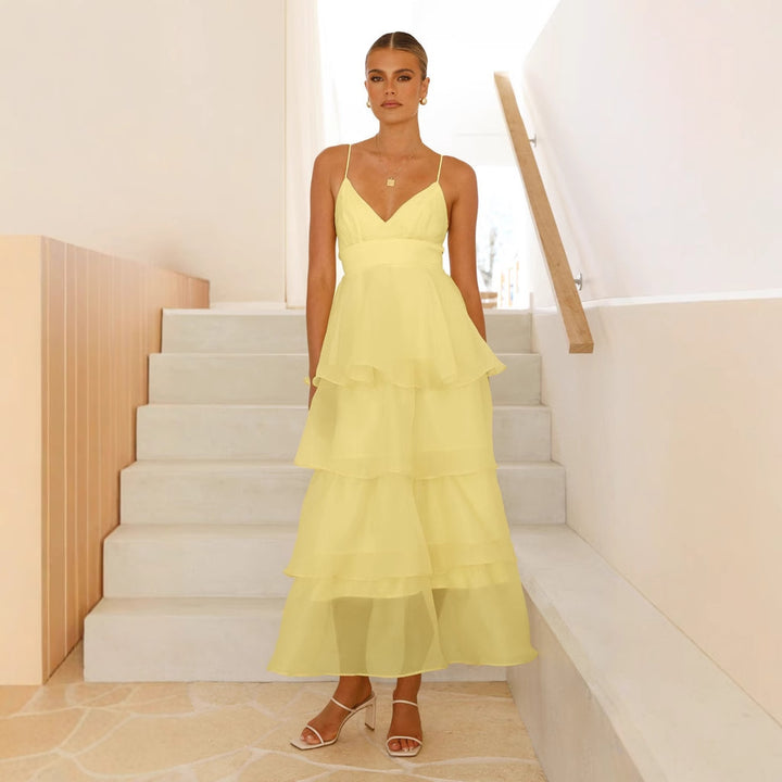 Ladies airy maxi dress with layers and spaghetti straps Lune London