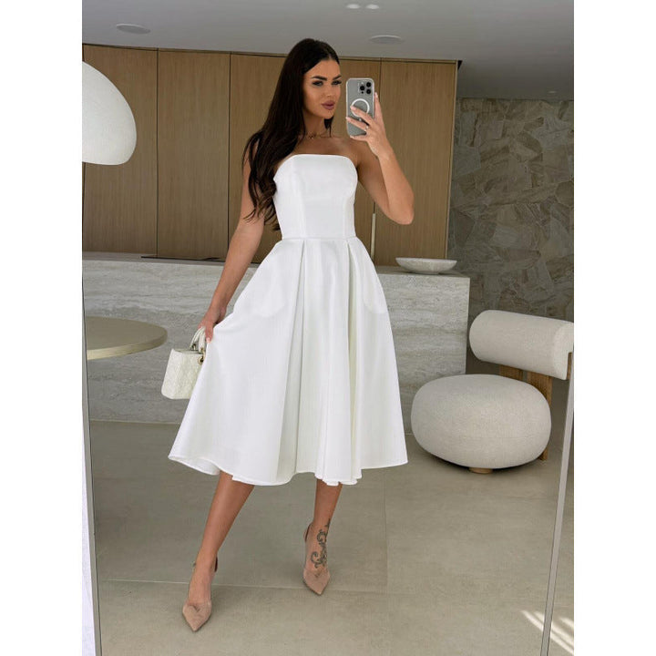 Women's Elegant Cocktail Dress with Strapless Design Lune London
