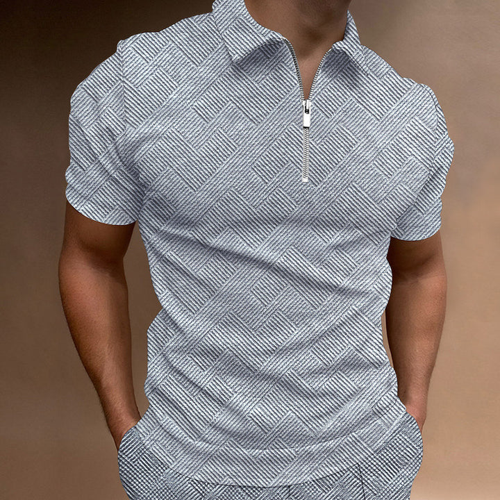 Men's Short Sleeve Polo with Structured Zip Amarae