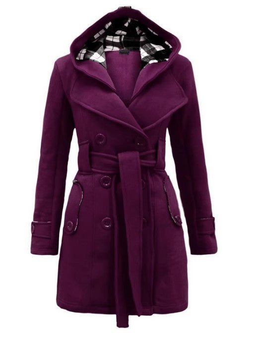 Manteau élégant pour dames avec capuche et motif à carreaux Chic & Stil