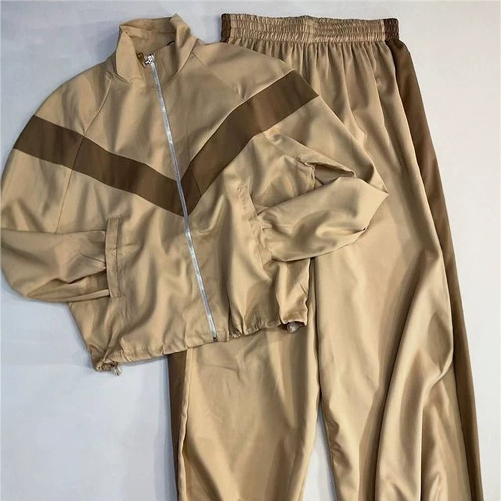 Women's Retro Tracksuit with Zip Jacket and Elastic Waist Pants Amarae