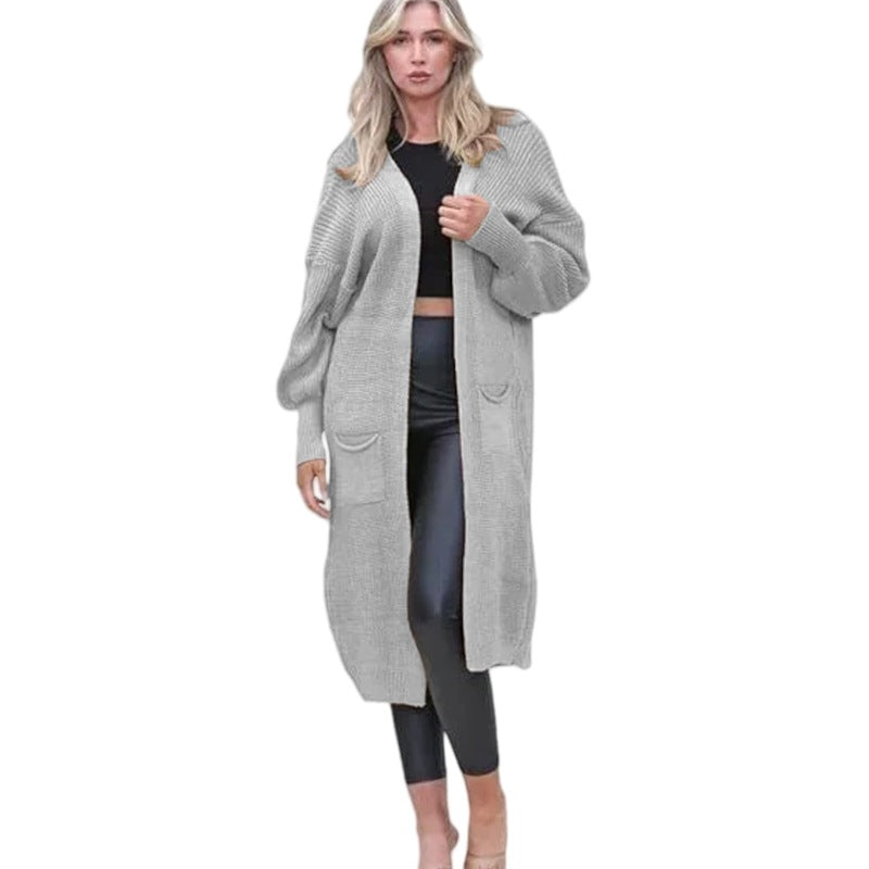 Knit cardigan for women with long sleeves featuring an elegant structured design and practical pockets Lune London