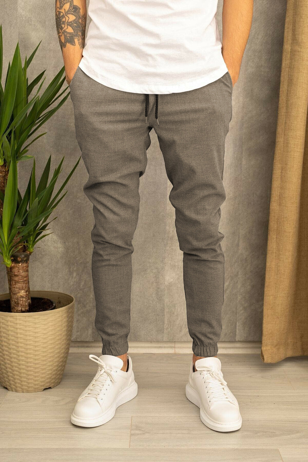 Lune London Men's Sport Leisure Pants with Elastic Waist and Side Pockets