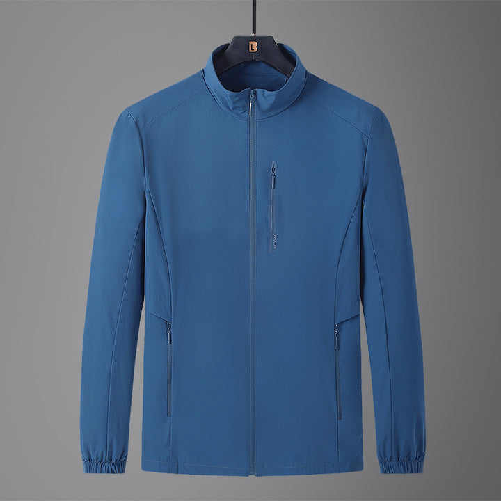 Men's Lightweight Softshell Jacket with Stand-Up Collar, Wind and Water-Repellent Surface, and Zipper Pockets Amarae