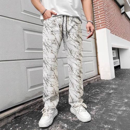 Casual leisure pants for men with elastic waistband and trendy Amarae pattern