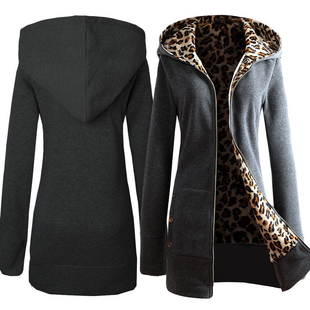 Women's hooded jacket with leopard lining Lune London