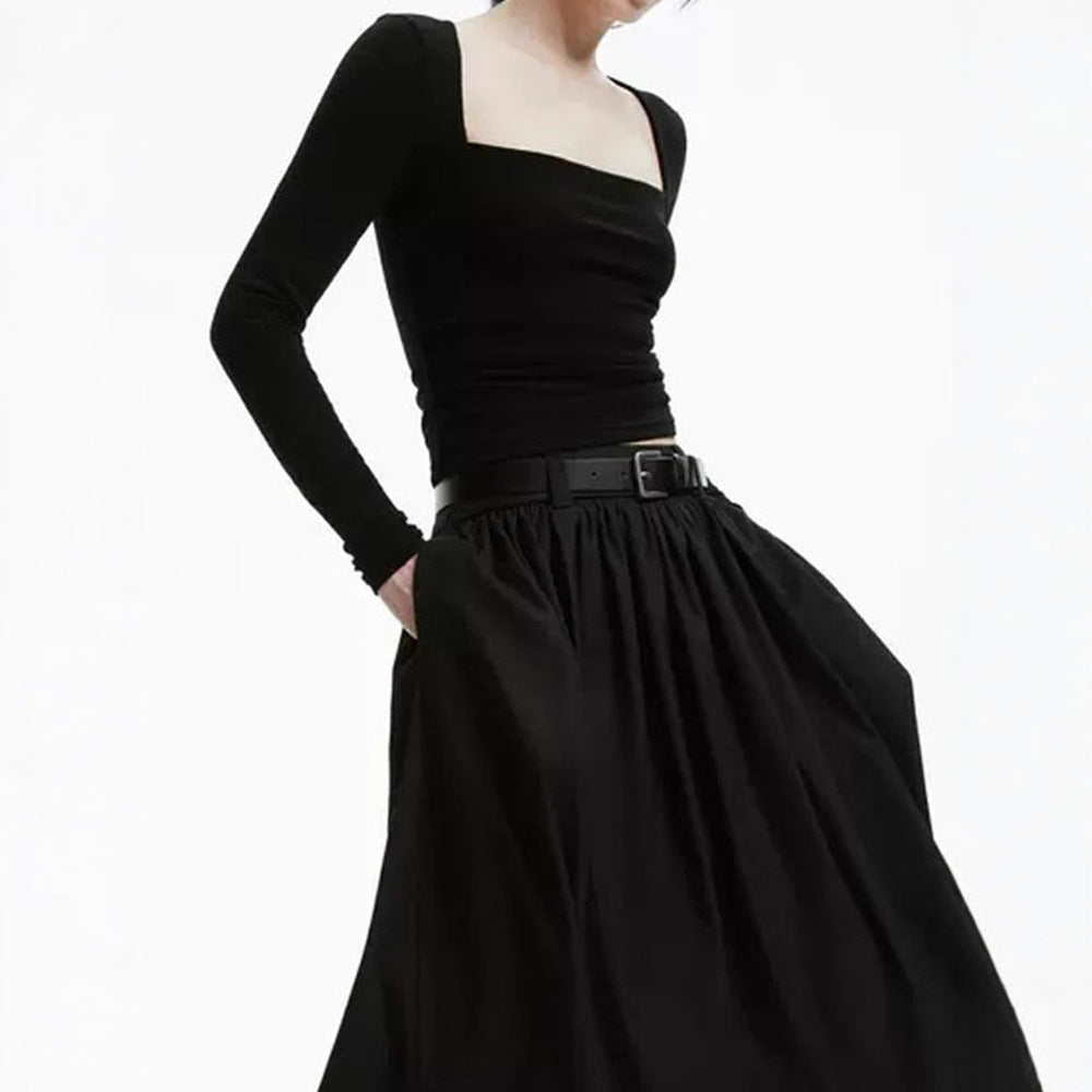Haut à manches longues pour femmes avec décolleté carré et coupe ajustée Chic & Stil