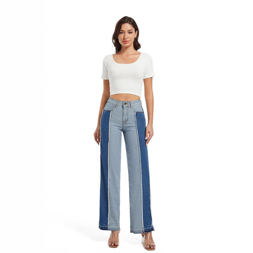 Wide jeans for women in contrast denim Amarae