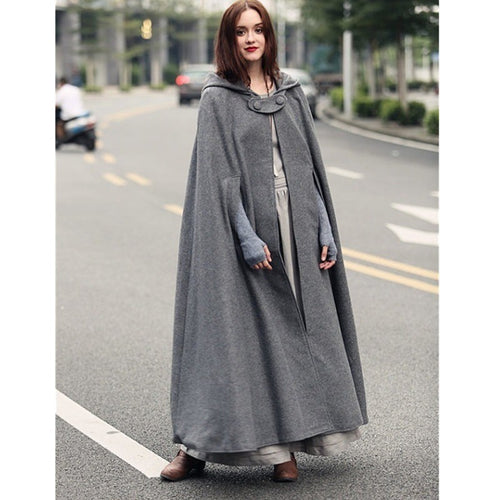 Ladies elegant hooded cape with adjustable closure Amarae