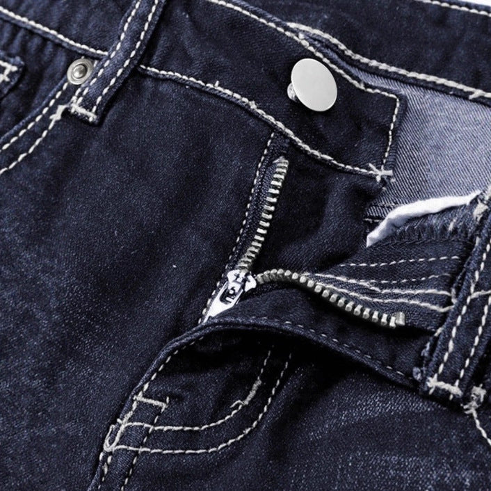 Women's Waist-Defined Bootcut Denim Pants with Decorative Stitching and Slight Flare Amarae
