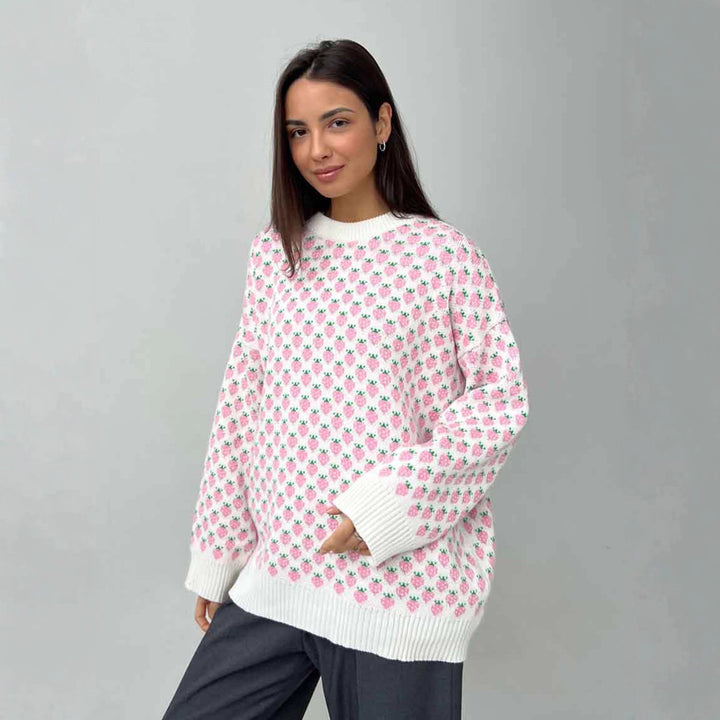 Pull oversized pour femmes avec motif floral Chic & Stil