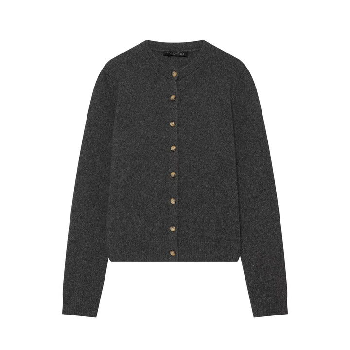 Women's fine knit cardigan with round neckline and full button placket Amarae