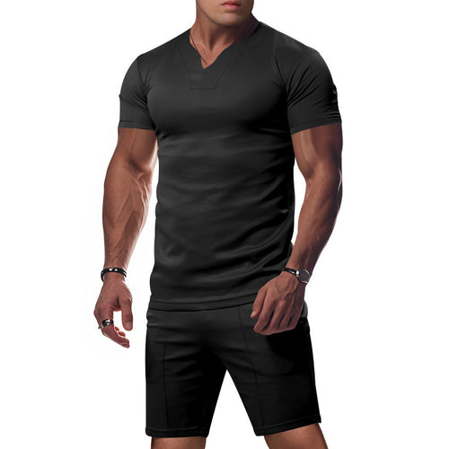 Men's sporty V-neck T-shirt with fitted cut Amarae