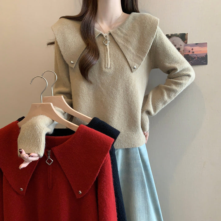 Pull femme avec col unique et zip décoratif Chic & Stil