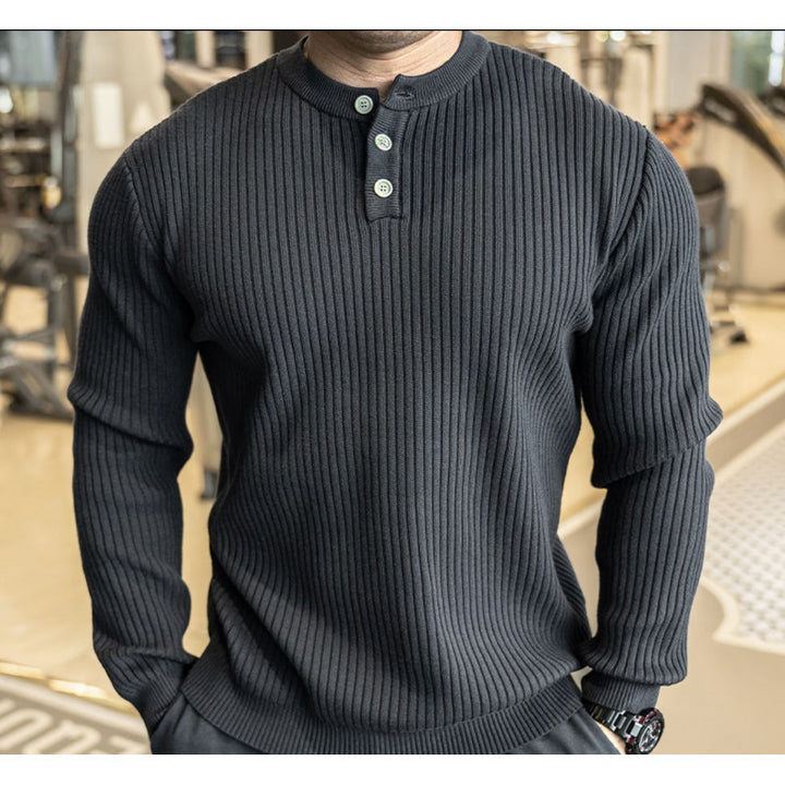 Lune London Long Sleeve Ribbed Knit Sweater for Men