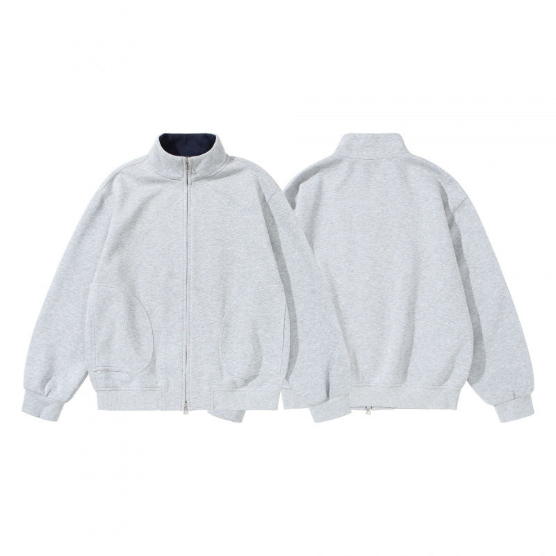 Unisex sweatshirt jacket with stand-up collar, oversized fit and round in-seam pockets Amarae