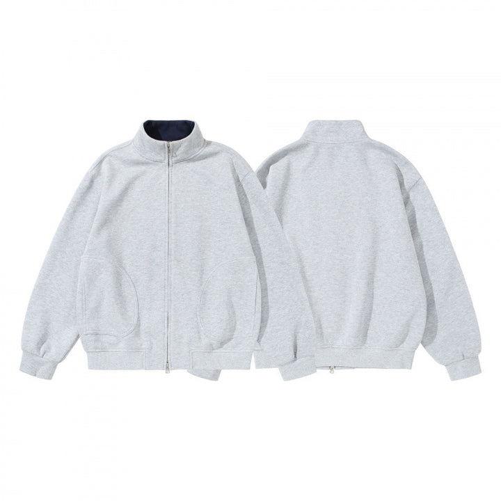 Unisex sweatshirt jacket with stand-up collar, oversized fit and round in-seam pockets Amarae