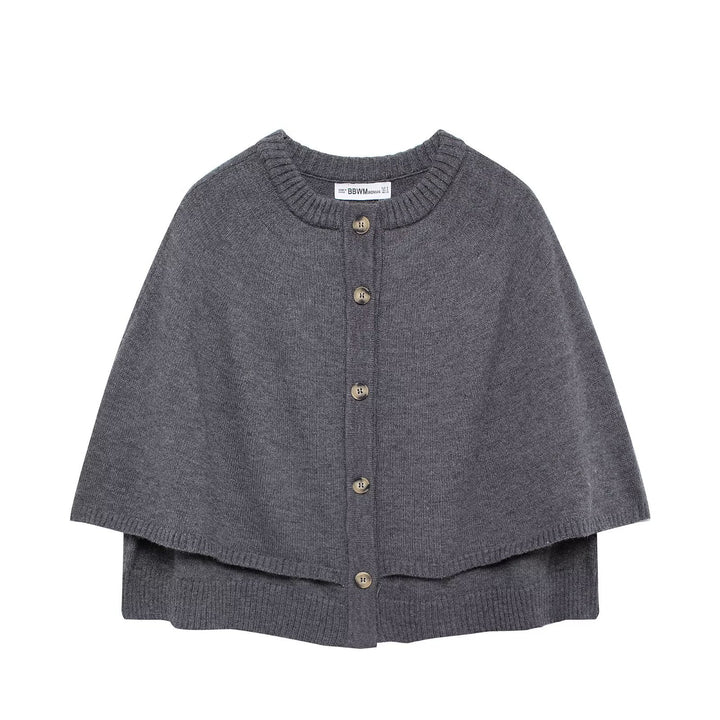 Ladies knit-cape with elegant row of buttons Lune London
