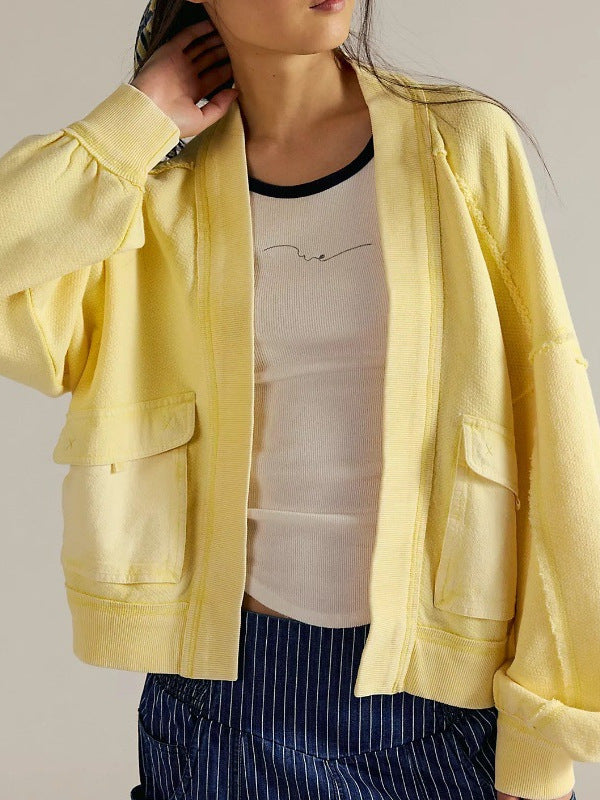 Ladies casual hooded jacket with wide sleeves and practical pockets Lune London