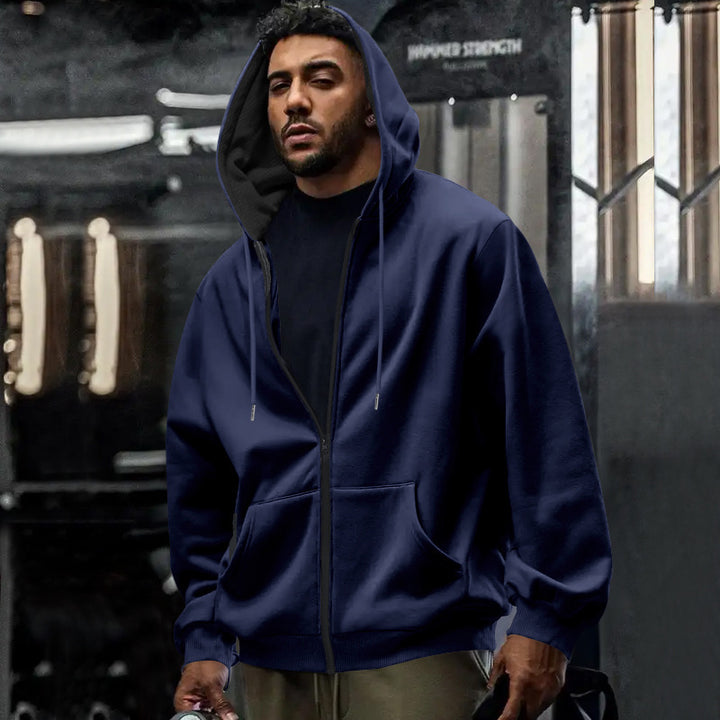 Hooded jacket for men with high-quality zipper and practical kangaroo pocket Lune London