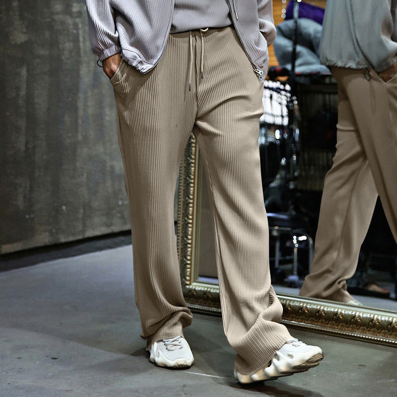 Ladies High-Quality Pleated Leisure Pants with Elastic Waist and Pockets Lune London