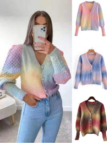 Gradient knit jacket for women with original ribbed design Amarae
