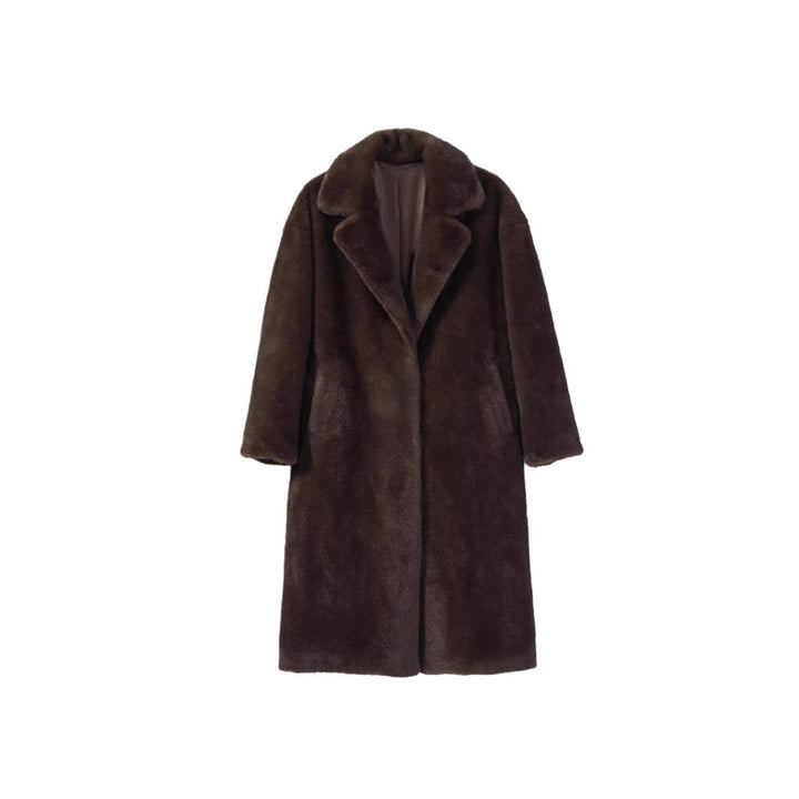 Ladies longer high-pile coat made of faux fur with shawl collar and casual cut Amarae