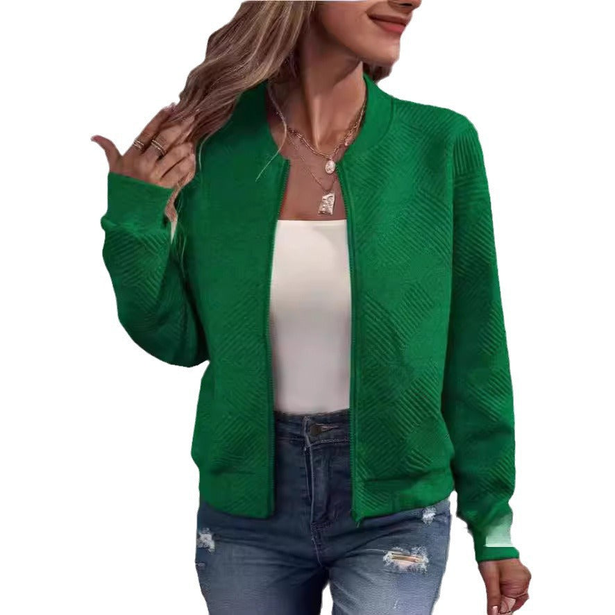 Ladies casual zip jacket with textured design Lune London