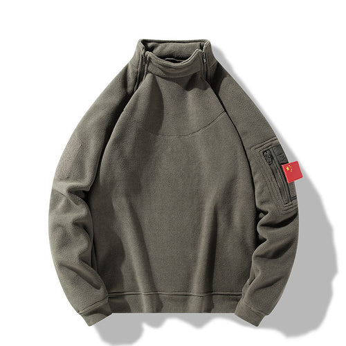 Fleece pullover for men with a high collar and practical zip pockets Amarae