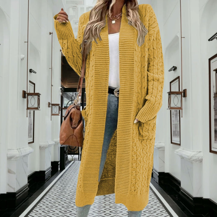 Ladies Chunky Knit Cardigan with Open Design and Deep Pockets Lune London
