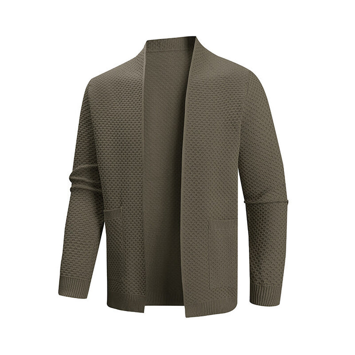 Knitted jacket for men with textured design and practical pockets Lune London