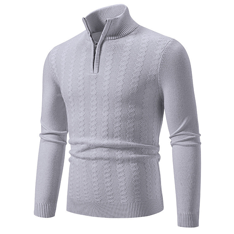 Elegant turtleneck sweater for men with a structural pattern.