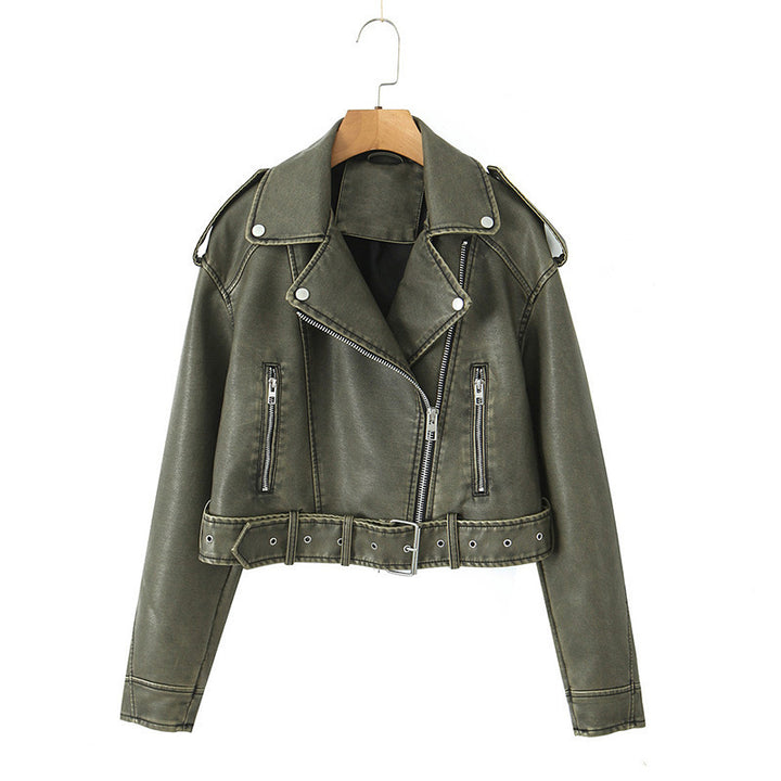 Fashion biker jacket for women with a short design and refined zips Lune London
