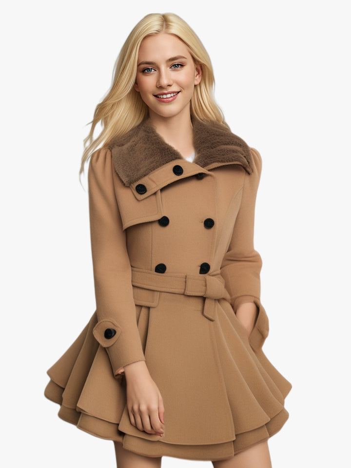 Trendy trench coat for women with soft collar and flared cut Lune London