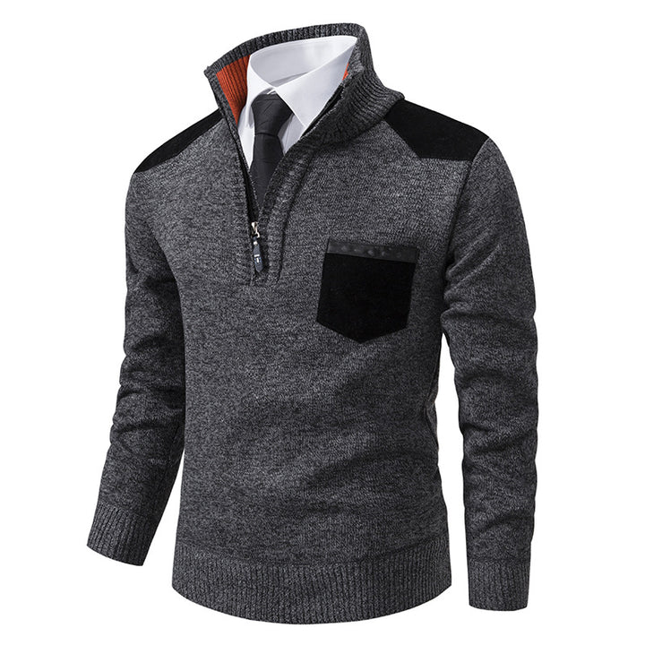 Elegant knitted sweater for men with collar and pockets Lune London