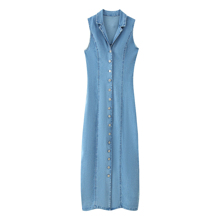 Women's denim dress in elegant shirt style with button closure Lune London