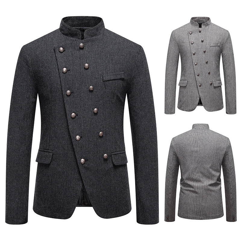 Double-breasted men's blazer with a modern plaid pattern Lune London