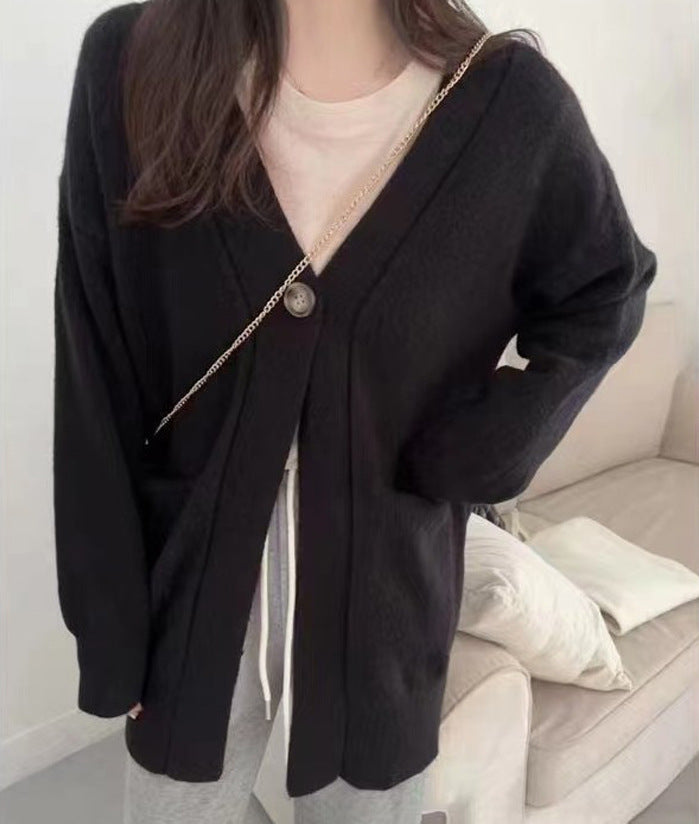 Cardigan femme confortable avec grandes poches et fermeture à boutons continue Chic & Stil