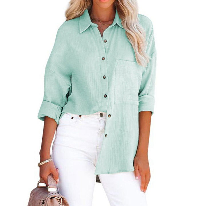 Chiffon blouse for women with wide sleeves and a practical chest pocket Amarae
