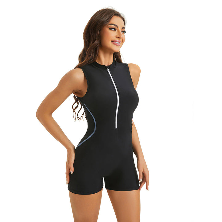 Lune London | Women's sporty one-piece swimsuit with half zipper and figure-flattering cut