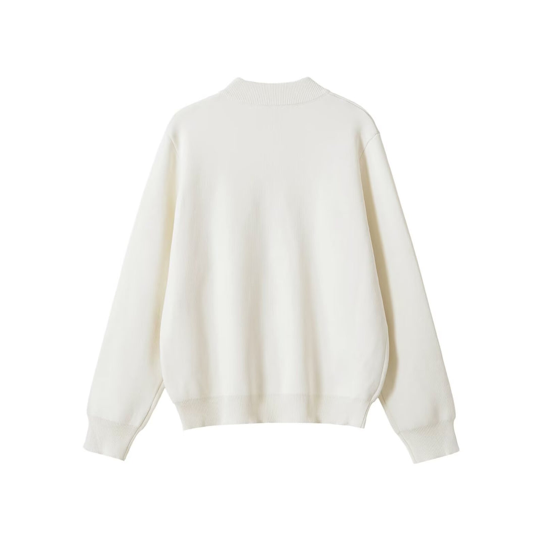 Women's loose-fitting bomber-style cardigan with button placket and ribbed cuffs Amarae