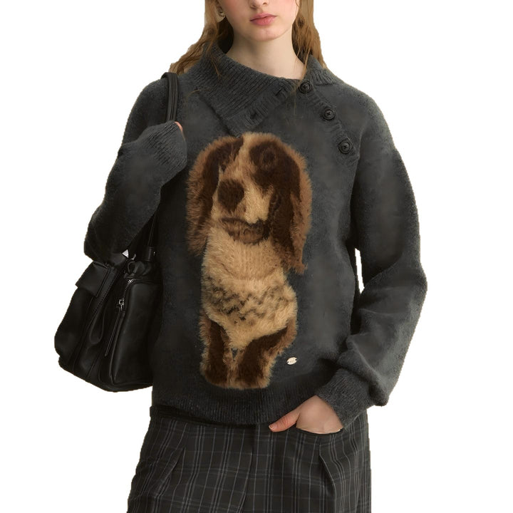 Femme pull confortable à col rond avec motif animal Chic & Stil