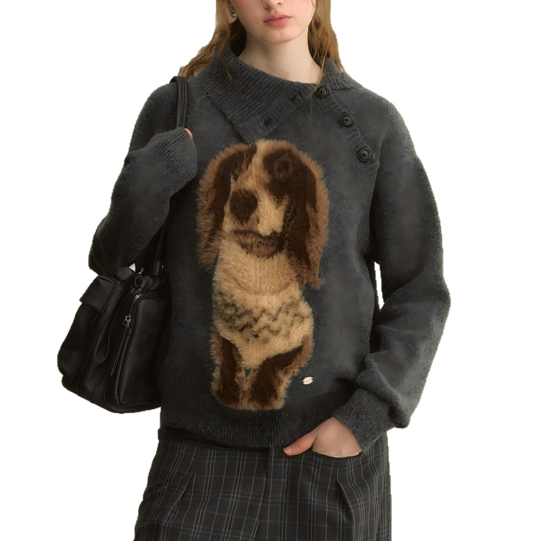 Pull femme avec motif animal unique et surface structurée Chic & Stil