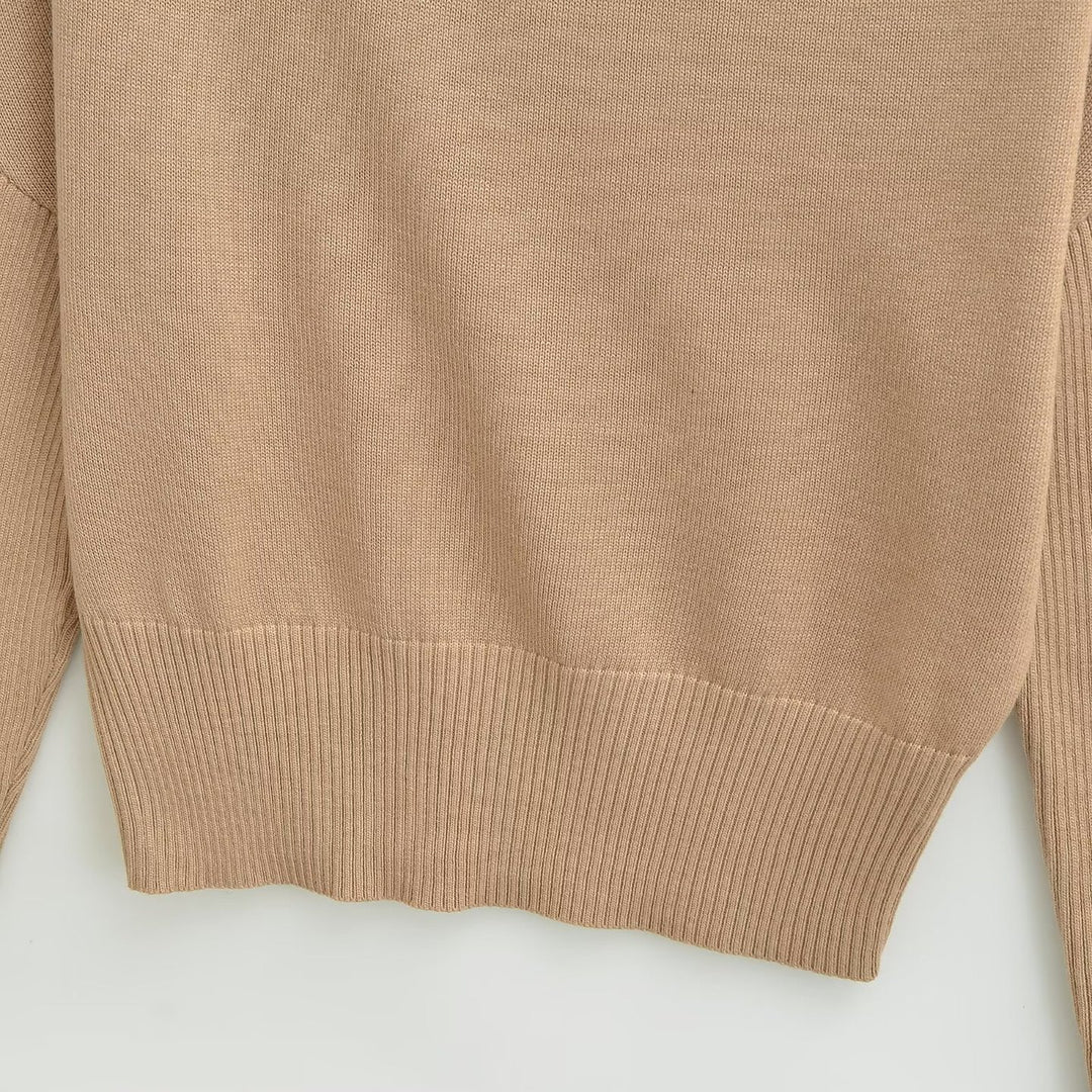 Women's Oversize One-Shoulder Pullover with Batwing Sleeves and Wide Ribbed Cuff Amarae