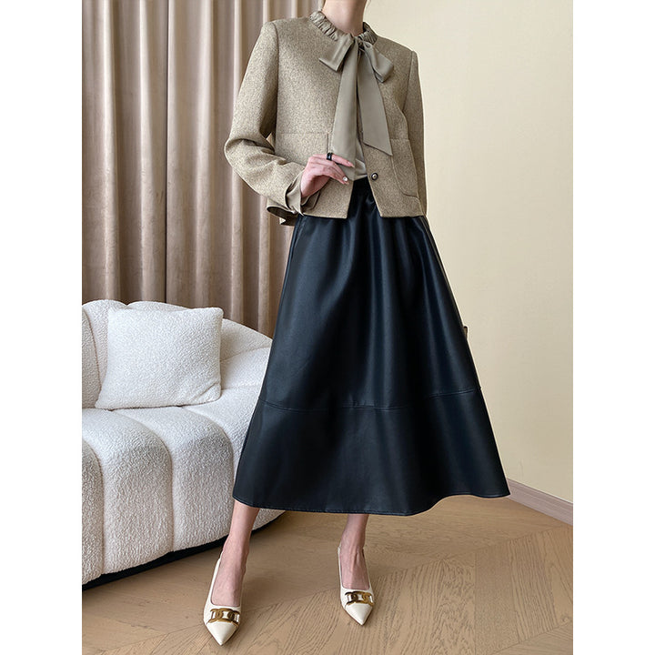 Ladies Stylish Jacket with Decorative Collar and Snap Button Closure