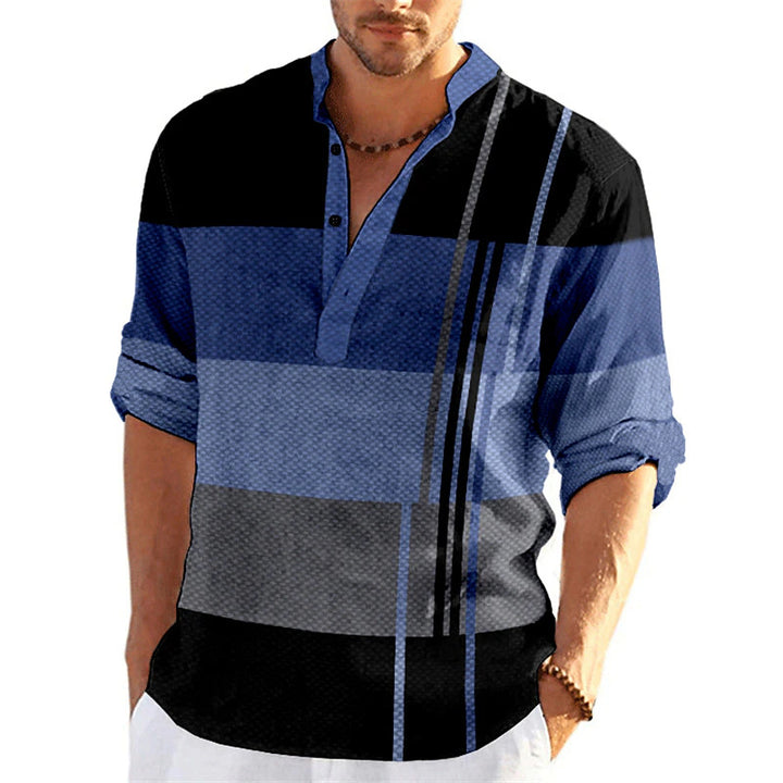 Amarae Casual Striped Popover Shirt for Men